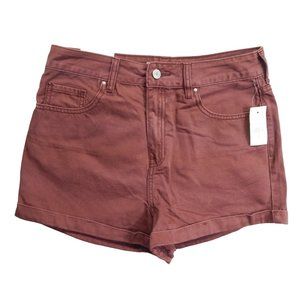 PacSun Womens High Rise Mom Shorts Denim Red Rock 100% Cotton Size 29